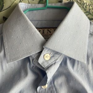 Thomas Pink Blue Dress Shirt (Athletic Fit, Stretch) Size: 15 (38cm Neck)